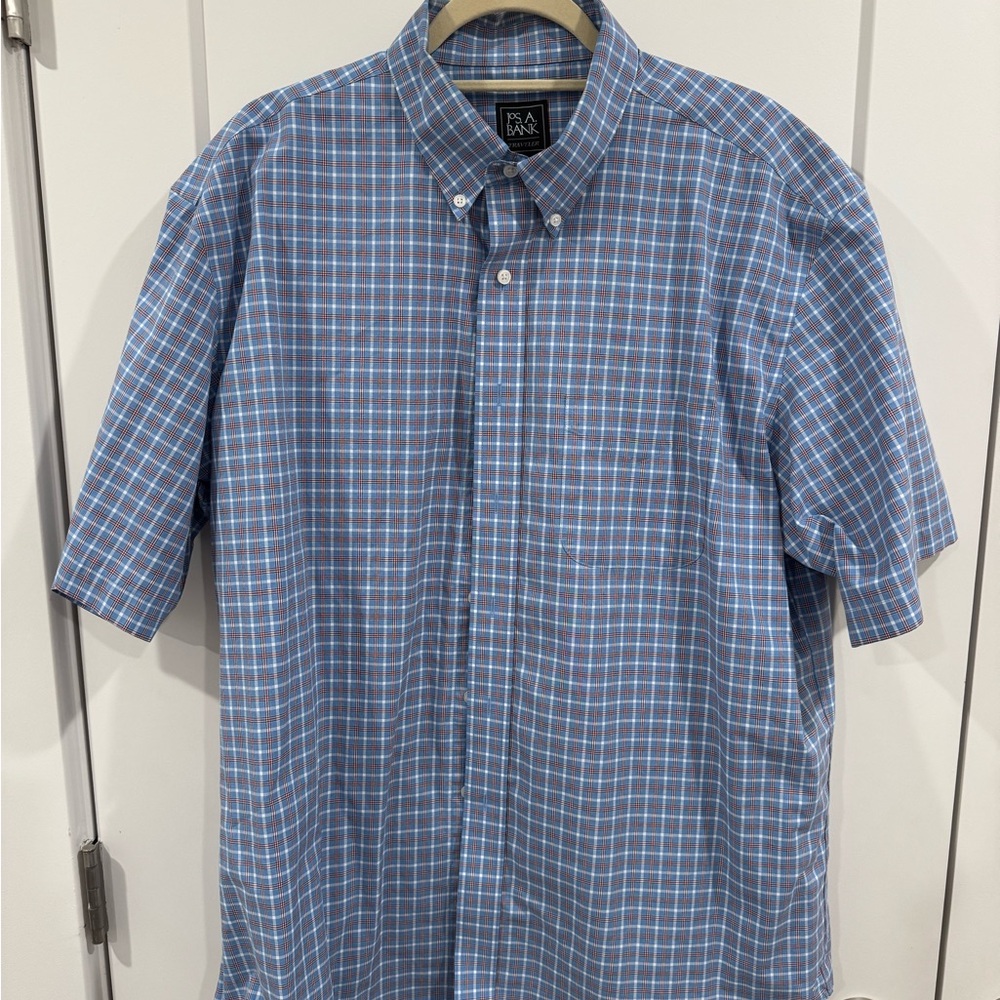 Jos. A. Bank Blue and White Checkered Men's Shirt